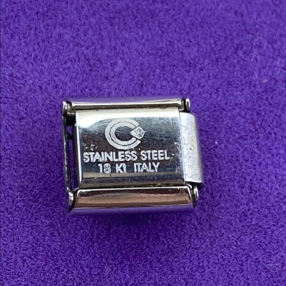π Y2K Stainless Steel 18k Gold Santa Sleigh Charm Link - Picture 2 of 2